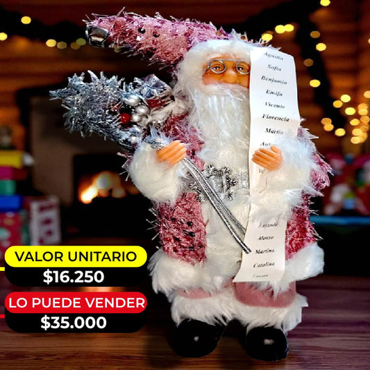 PAPA NOEL CON TRAJE ROSA 30CM X6UNDS - POC-2005