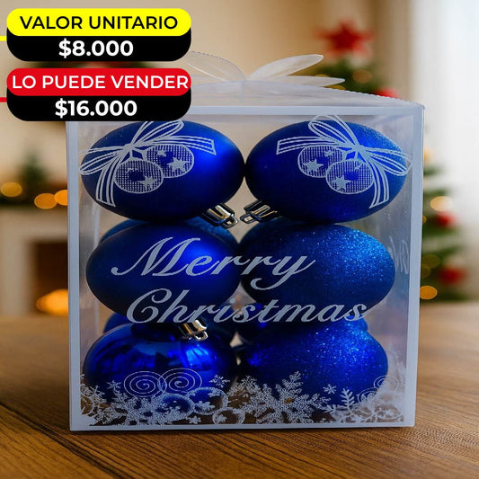 SET X12 BOLAS NAVIDEÑAS AZULES  X6UNDS - POC-2007
