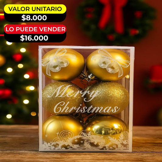 SET X12 BOLAS NAVIDEÑAS DORADAS X6UNDS - POC-2007