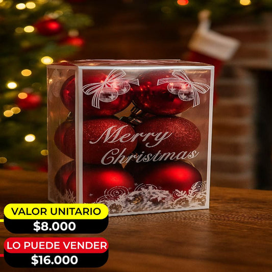 SET X12 BOLAS NAVIDEÑAS ROJAS X6UNDS - POC-2007