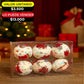 SET POR 6 BOLAS NAVIDEÑAS ROJAS CON BLANCO X6UNDS - POC-2027