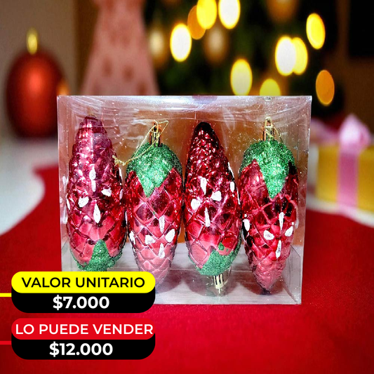 SET X4  PIÑAS DE PINO NAVIDEÑAS X6UNDS - POC-2028