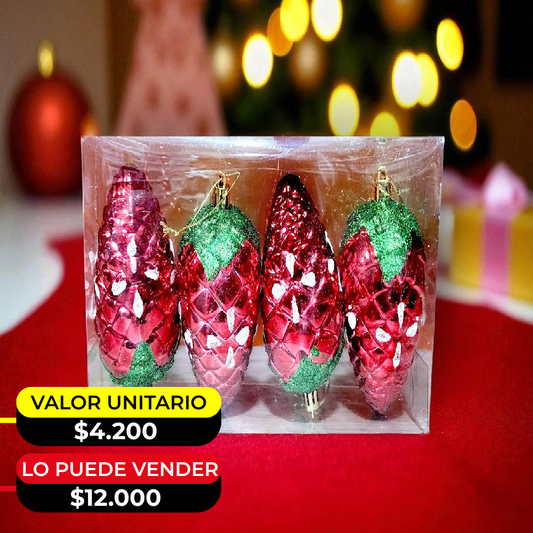 SET X4  PIÑAS DE PINO NAVIDEÑAS X6UNDS - POC-2028