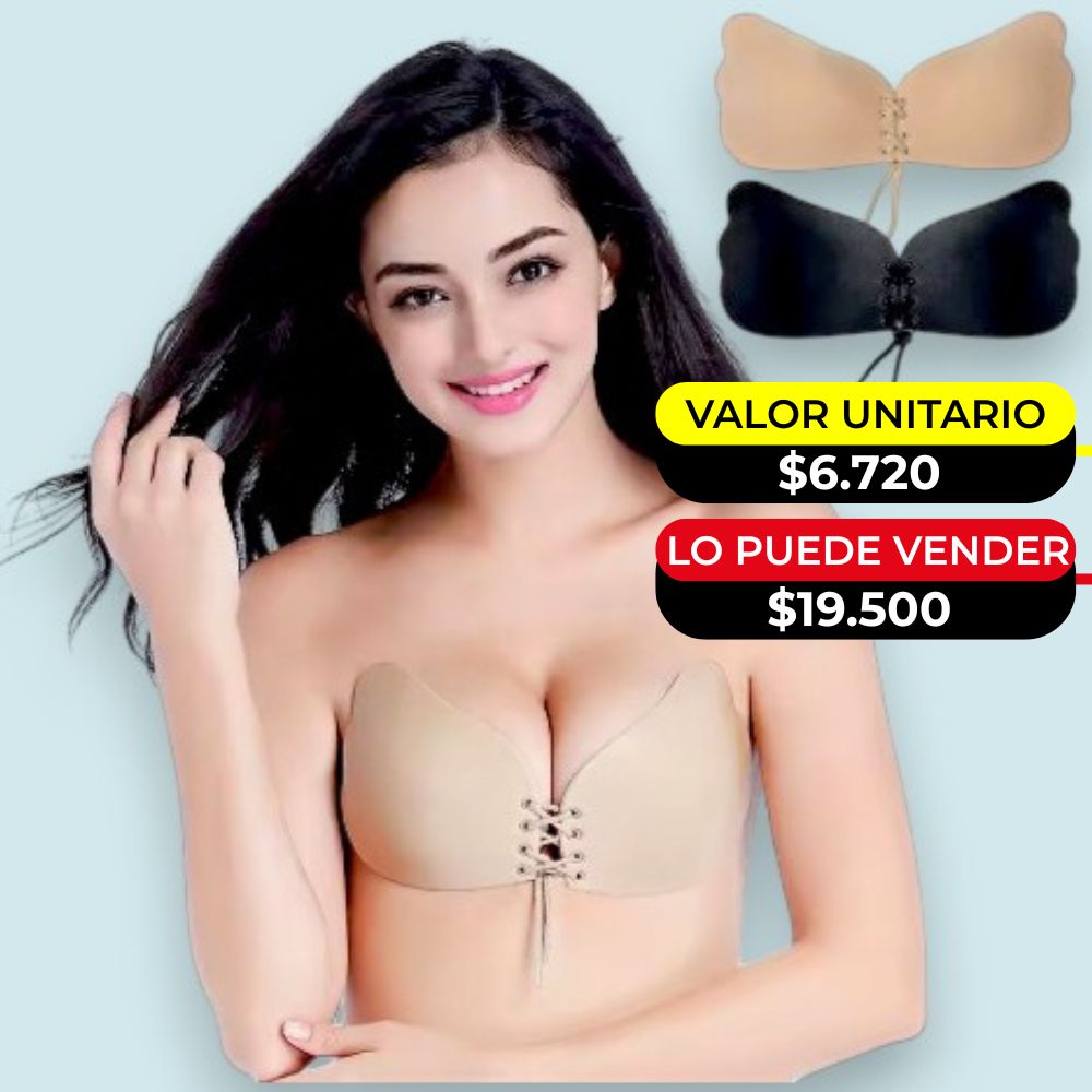 BRASIER INVISIBLE TIPO MARIPOSA BEIGE Y NEGRO POC-333 - X6UNDS