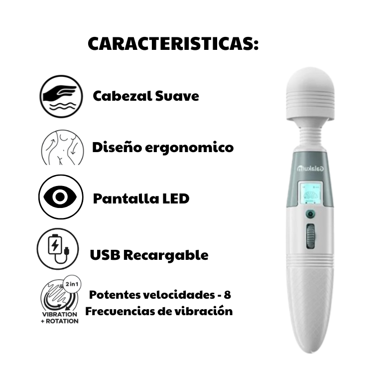 Vibrador Tipo Hitachi, Masajeador Inalámbrico 8 Velocidades X 6 Unds  OMC-340