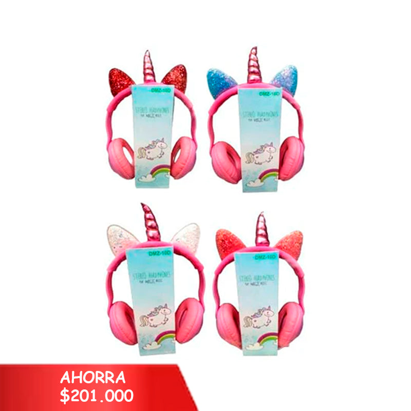 Auriculares Diadema Diseño Unicornio Ajustable X 6 Unidades OMC-286