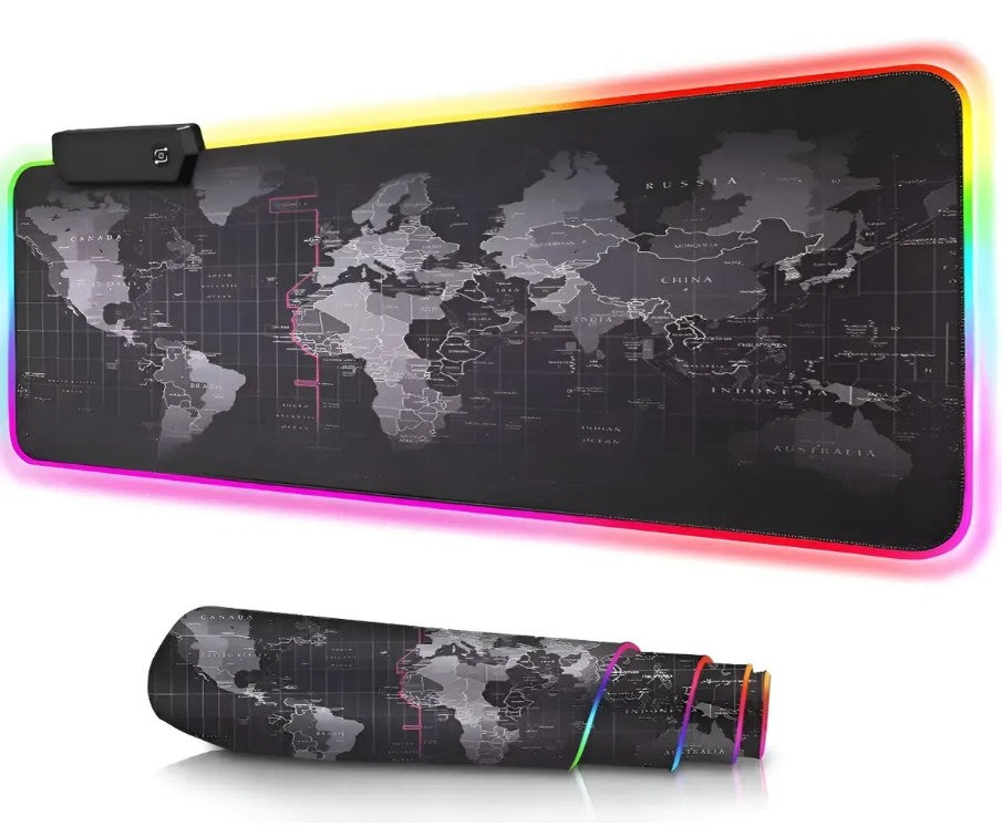 Pad Mouse Gamer XL con Luz LED RGB y Diseño Mapa Mundi X6UNDS - POC-41741