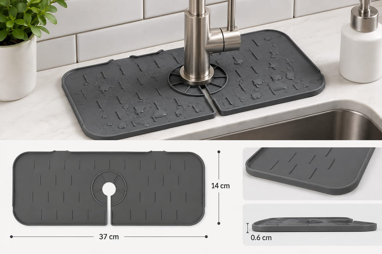 Alfombra Protectora de Salpicaduras para Grifo en Silicona X 6UNDS  POC-13397