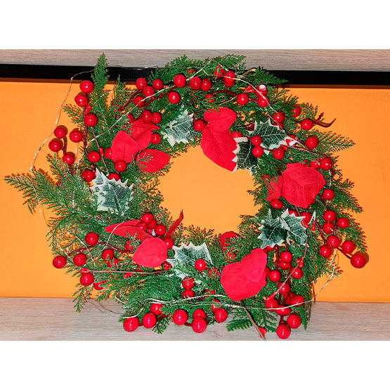 Coronas navideñas con luz x 6 unds - yh14-21053