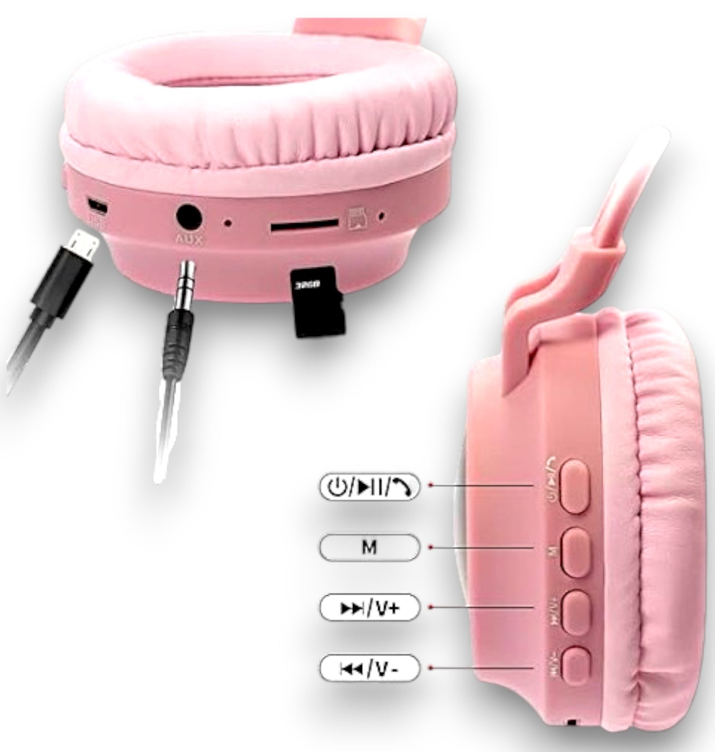 AUDIFONOS DIADEMA OREJAS DE GATO X6UNDS - OMC-283