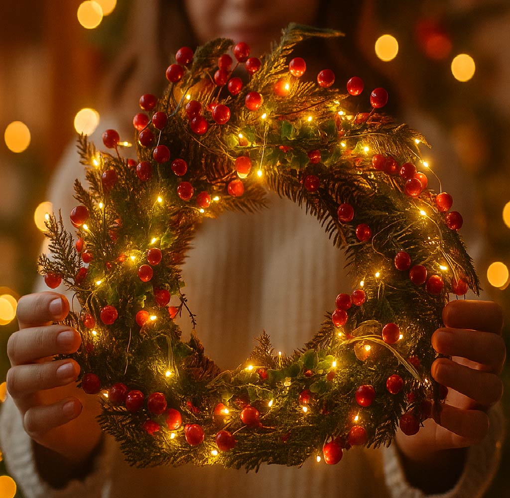 CORONA NAVIDEÑA CON LUZ  POC-2011- X6UNDS