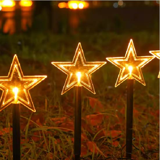 SET 5 ESTRELLAS CON ESTACA Y PANEL SOLAR X 6 UNDS - OMC- 082