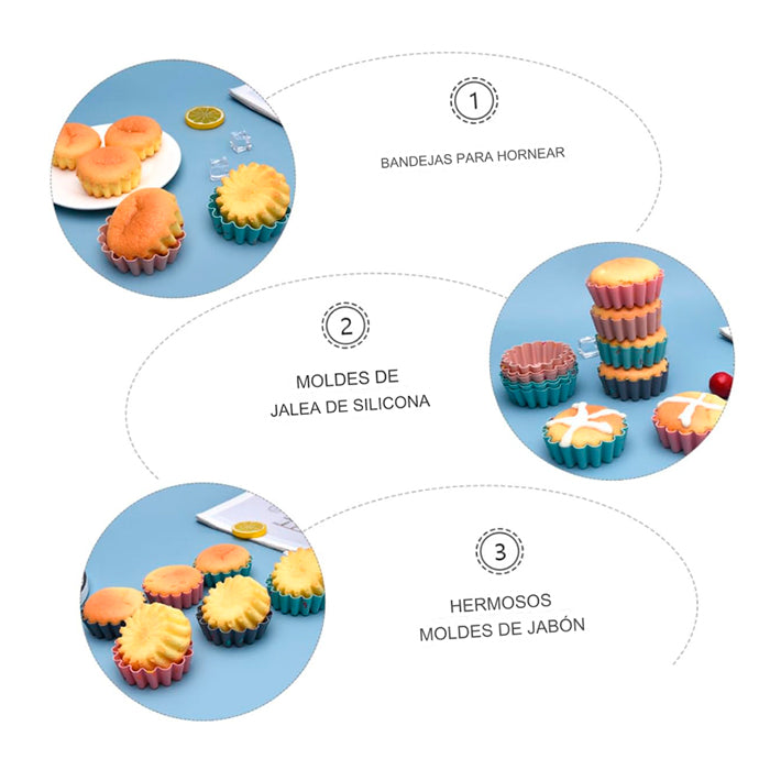 Set 6 Moldes Silicona Cupcakes Muffins Reposteria X 6 Unidades OMC-195