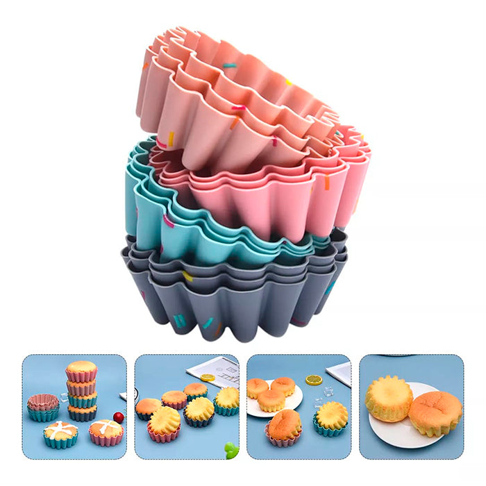 Set 6 Moldes Silicona Cupcakes Muffins Reposteria X 6 Unidades OMC-195