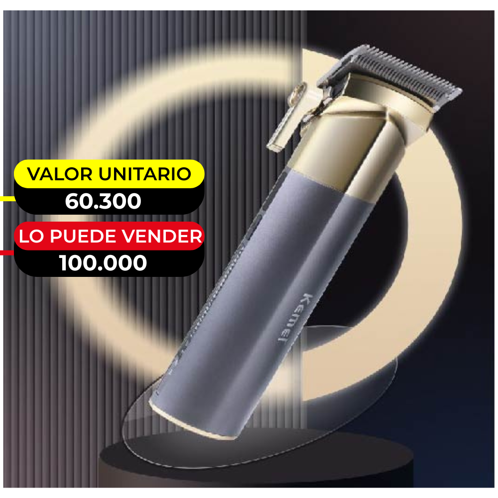 MAQUINA CORTADORA PARA CABELLO KEMEI NEGRA CON DORADO X6UNDS- OMC-483