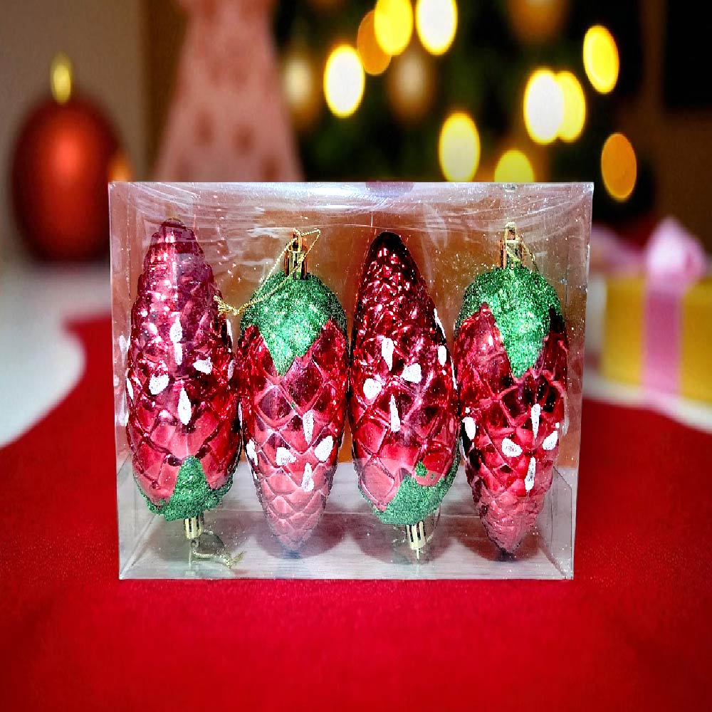 SET X4  PIÑAS DE PINO NAVIDEÑAS X6UNDS - POC-2028