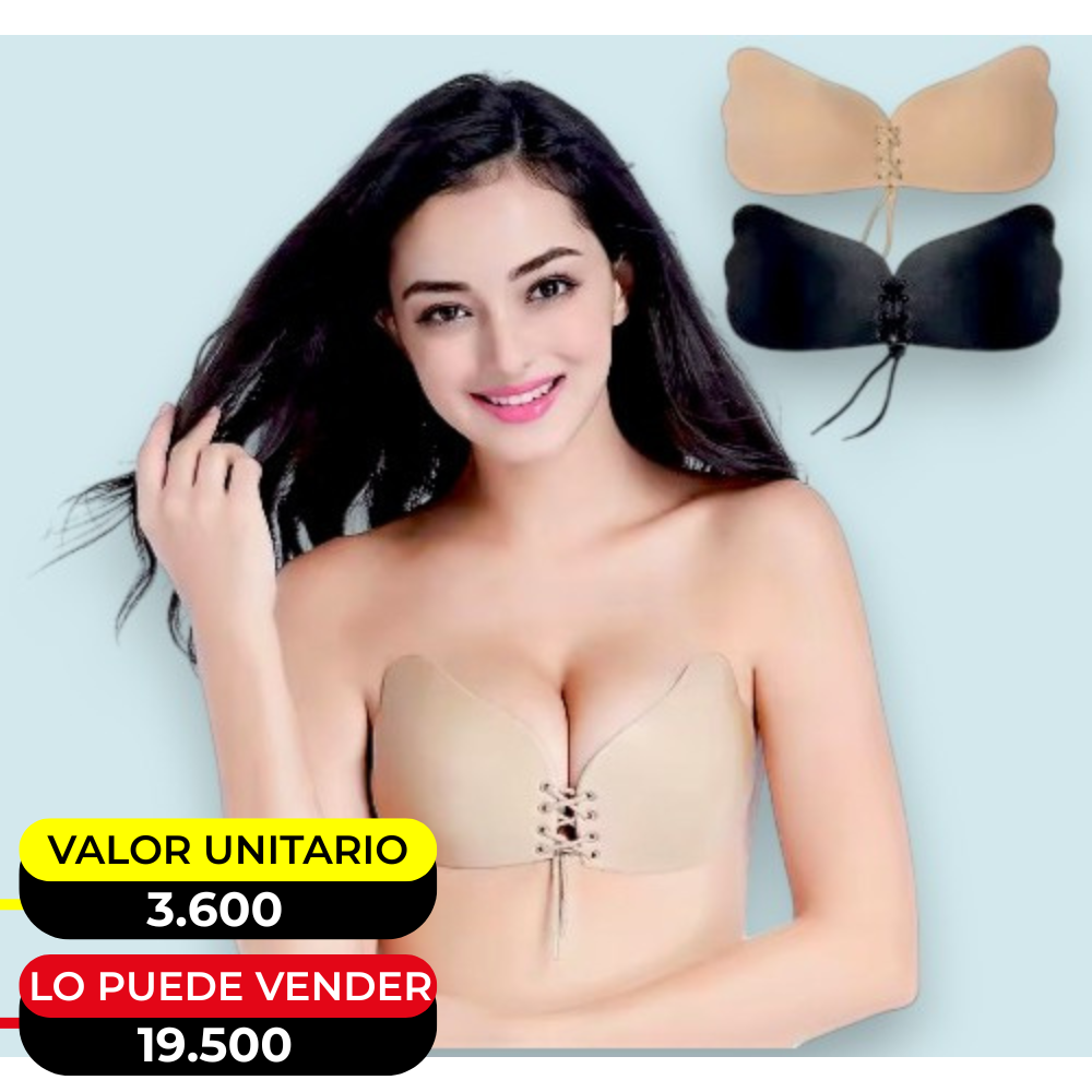 BRASIER INVISIBLE TIPO MARIPOSA BEIGE Y NEGRO POC-124 - X6UNDS