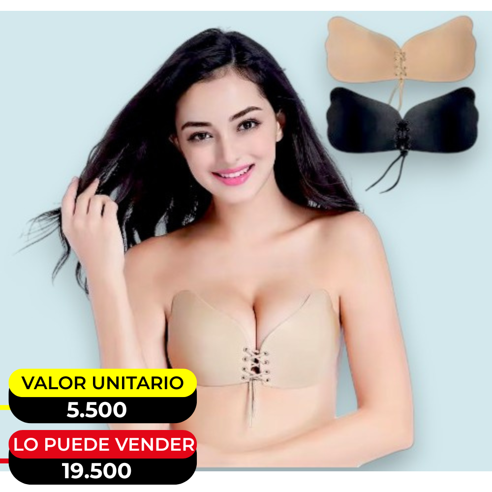 BRASIER INVISIBLE TIPO MARIPOSA BEIGE Y NEGRO POC-124 - X6UNDS