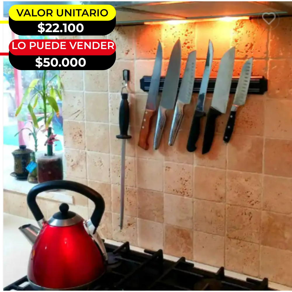 SOPORTE MAGNETICO PARA CUCHILLOS DE COCINA X6 UNDS