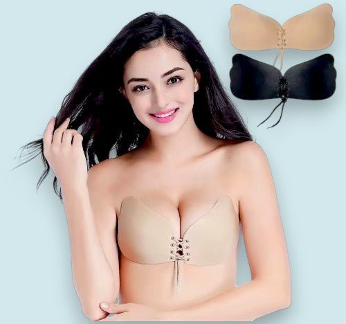 BRASIER INVISIBLE TIPO MARIPOSA BEIGE Y NEGRO POC-333 - X6UNDS